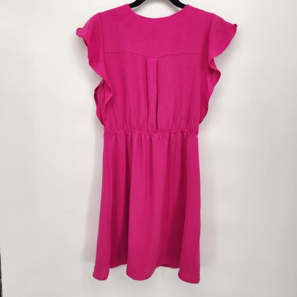 NWT Monteau Los Angles Fuchsia Flutter Sleeve Cocktail Party Dress Women M - Picture 8 of 8